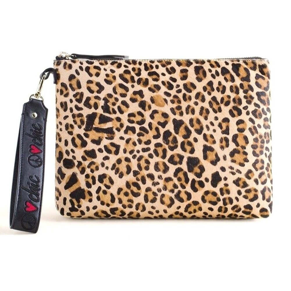 Chico’s Peace Love Chic Animal-Print Wristlet Cosmetic Makeup Bag Clutch Safari‎